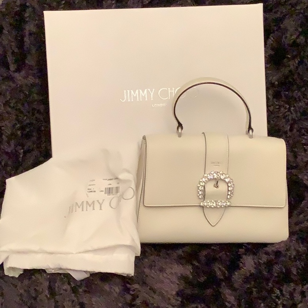Jimmy Choo purse with Crystal buckle white bag new in box